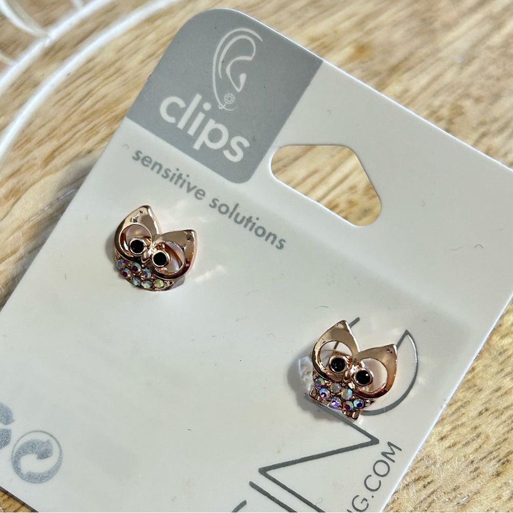 ICING Gold Owl Clip-on Earrings -NWT